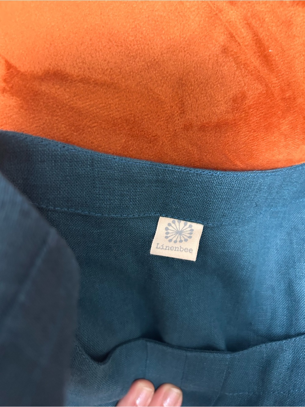 Linenbee Teal Linen Tunic Top Relaxed Fit With Pockets View 3